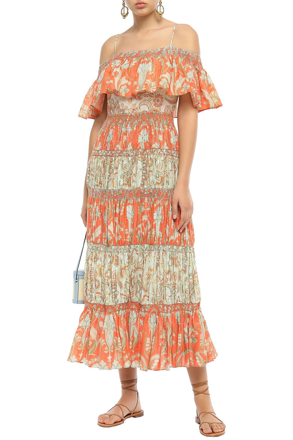 ALICE + OLIVIA Kia cold-shoulder printed cotton-voile maxi dress
