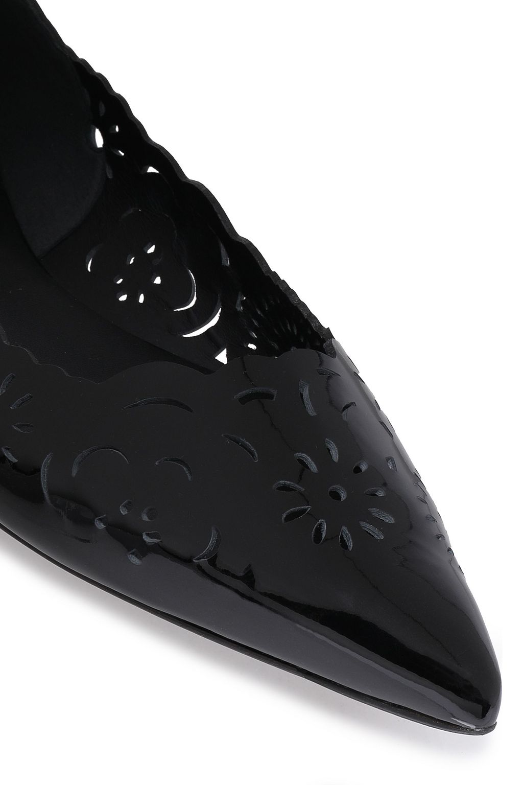 ROGER VIVIER Scalloped laser-cut patent-leather point-toe flats