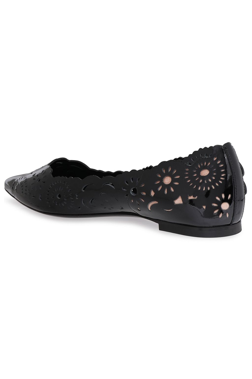 ROGER VIVIER Scalloped laser-cut patent-leather point-toe flats