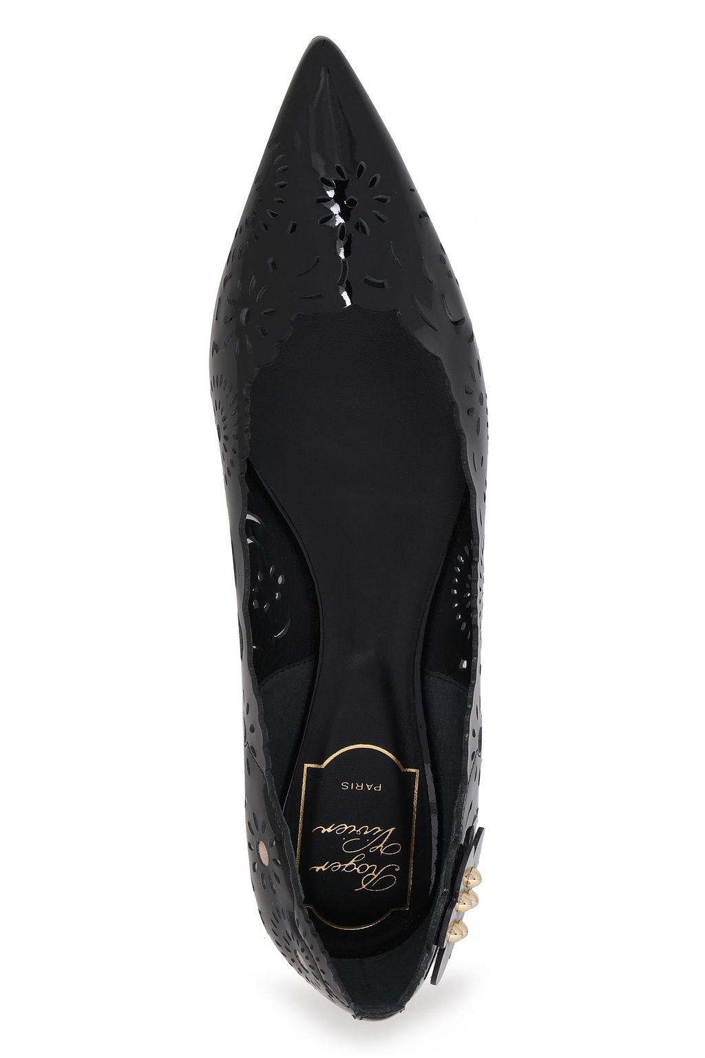 ROGER VIVIER Scalloped laser-cut patent-leather point-toe flats