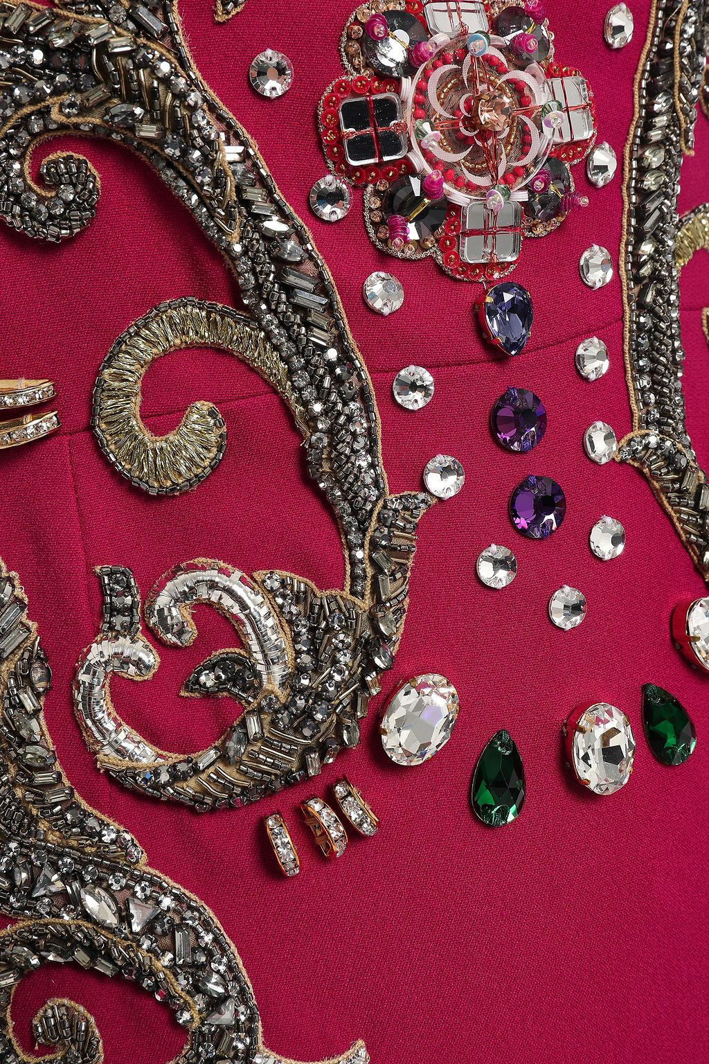 DOLCE&GABBANA Fluted embellished crepe midi dress