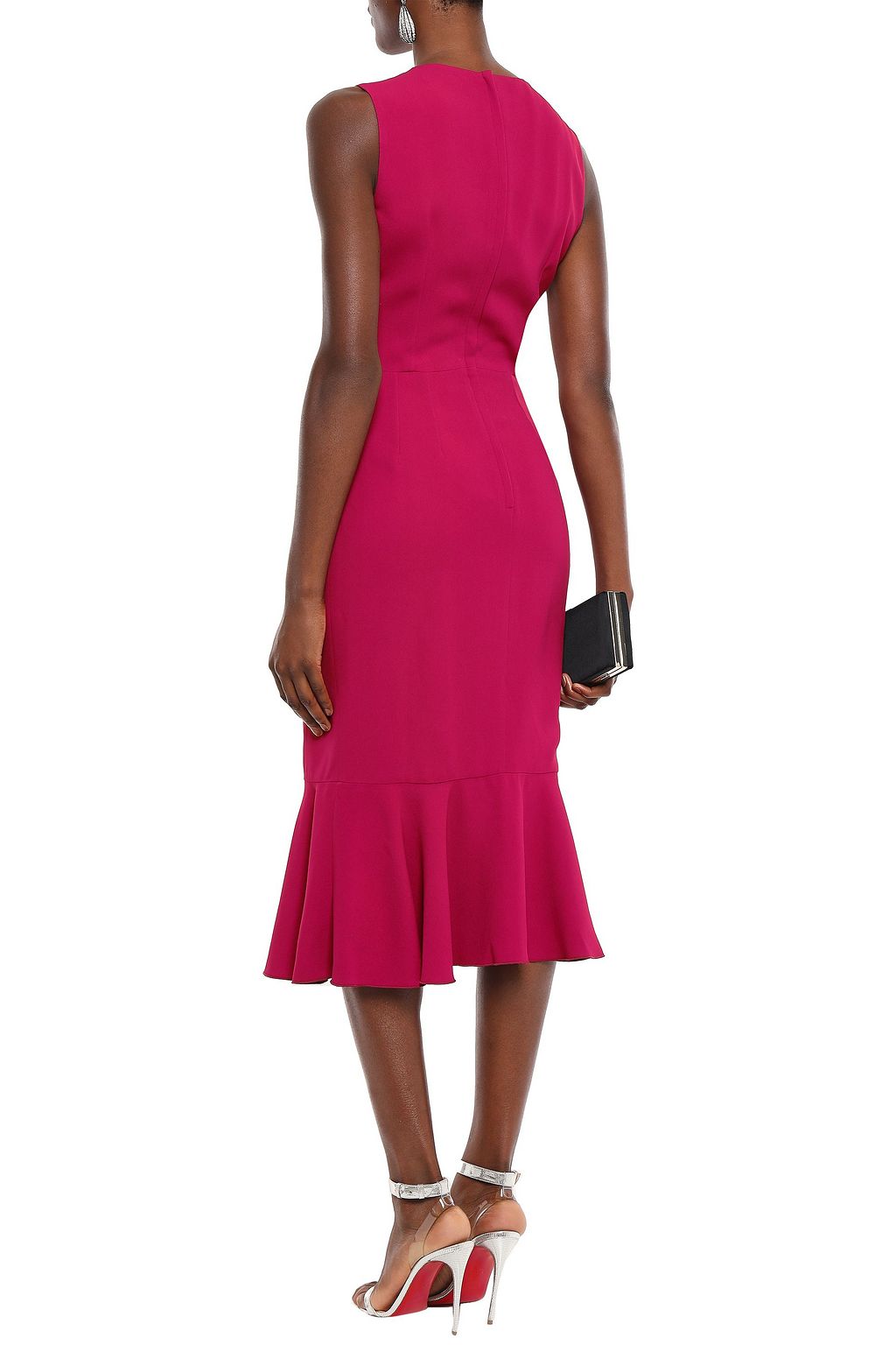 DOLCE&GABBANA Fluted embellished crepe midi dress