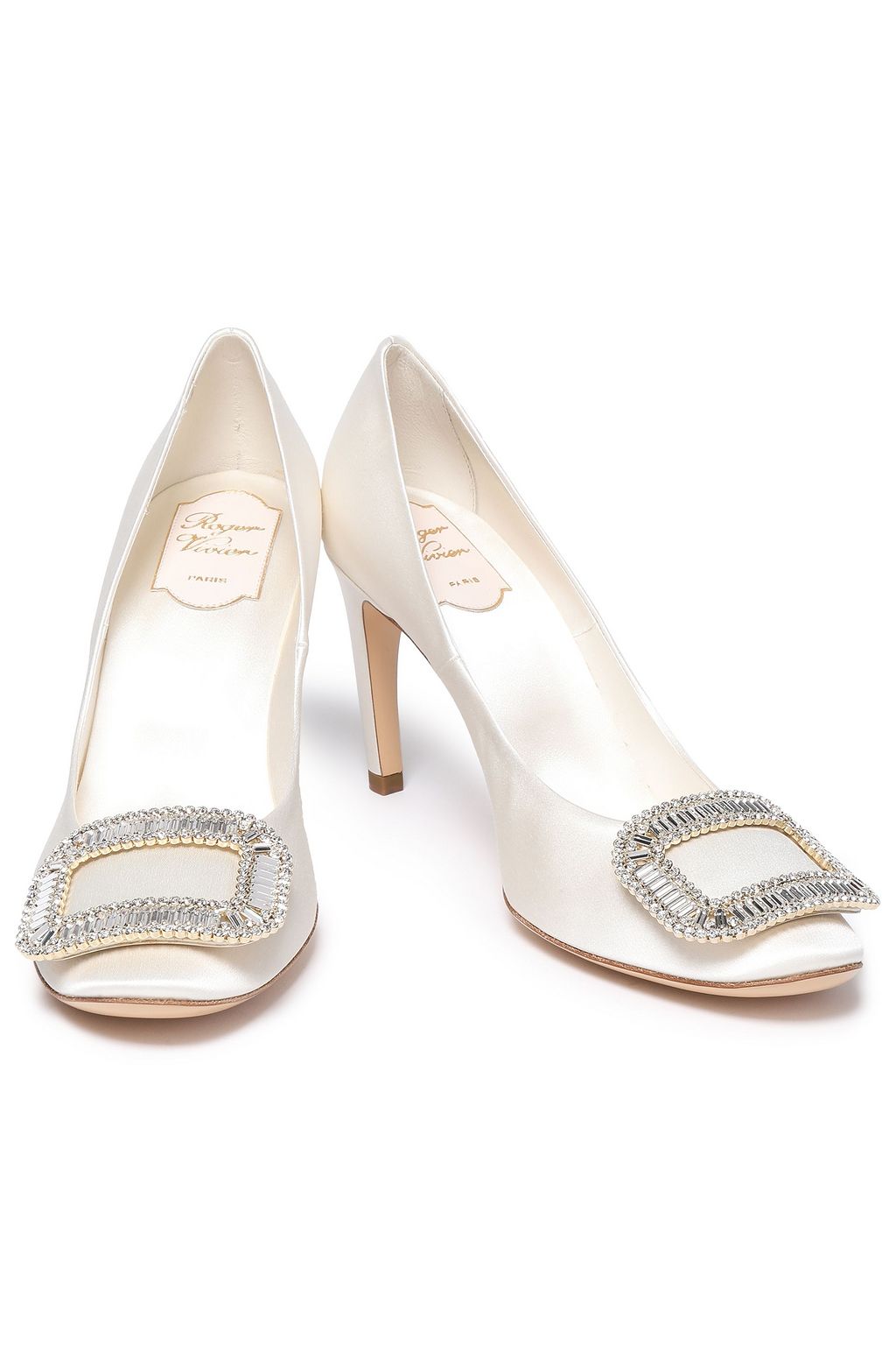 ROGER VIVIER Trompette crystal-embellished satin pumps