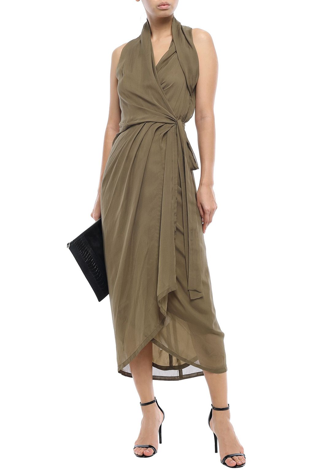 RICK OWENS Limo silk-voile midi wrap dress