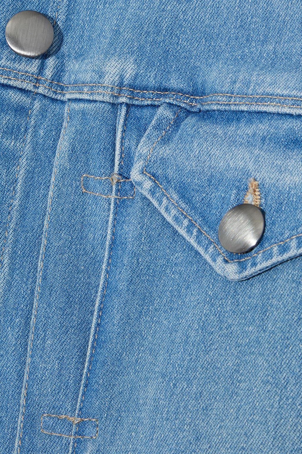 FRAME Le Slender belted pleated denim jacket