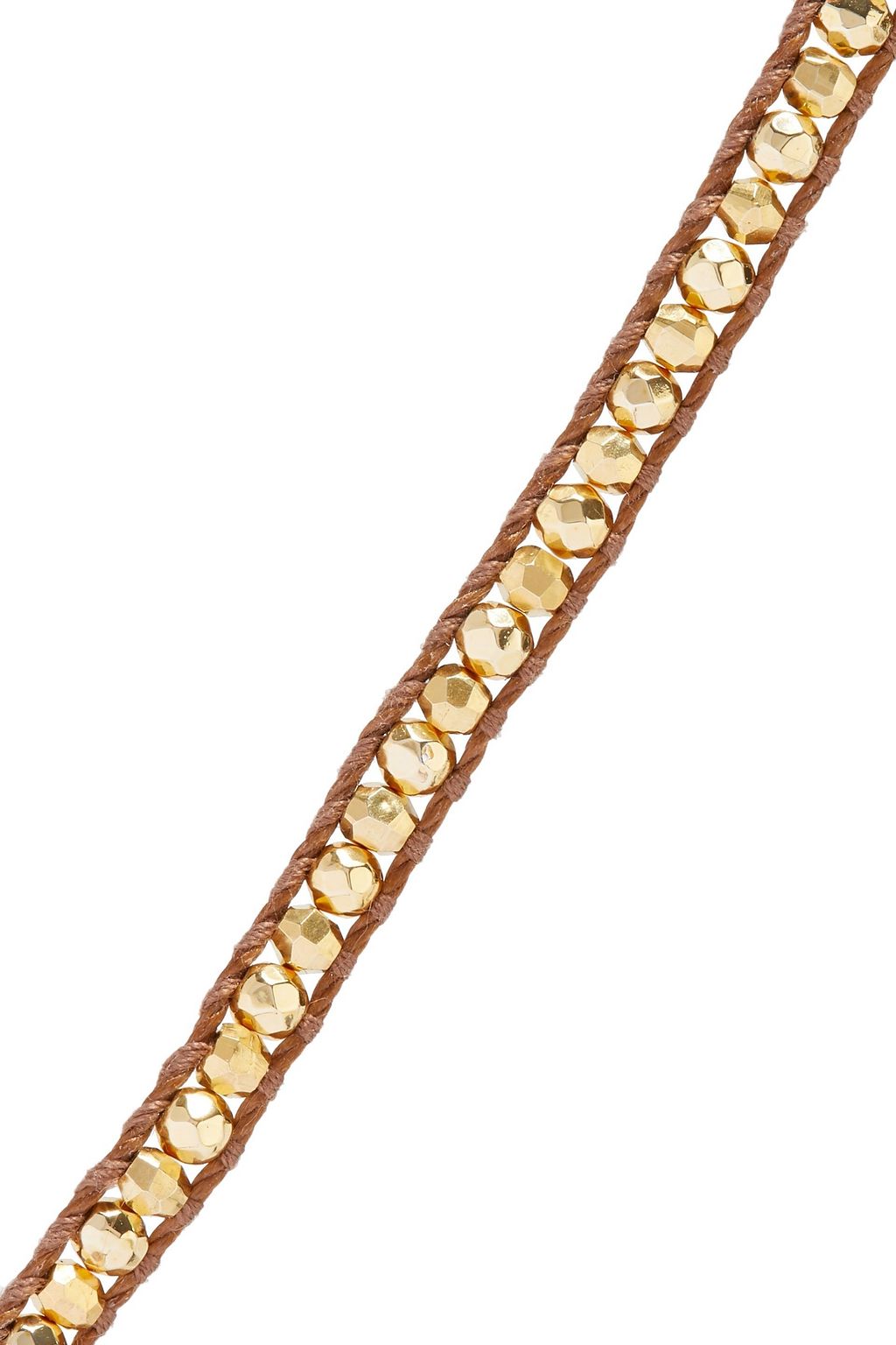 CHAN LUU 18-karat gold-plated sterling silver, bead and cord bracelet