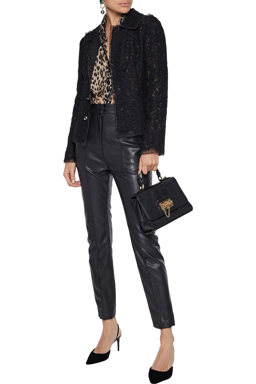 DOLCE&GABBANA Button-detailed cotton-blend corded lace jacket