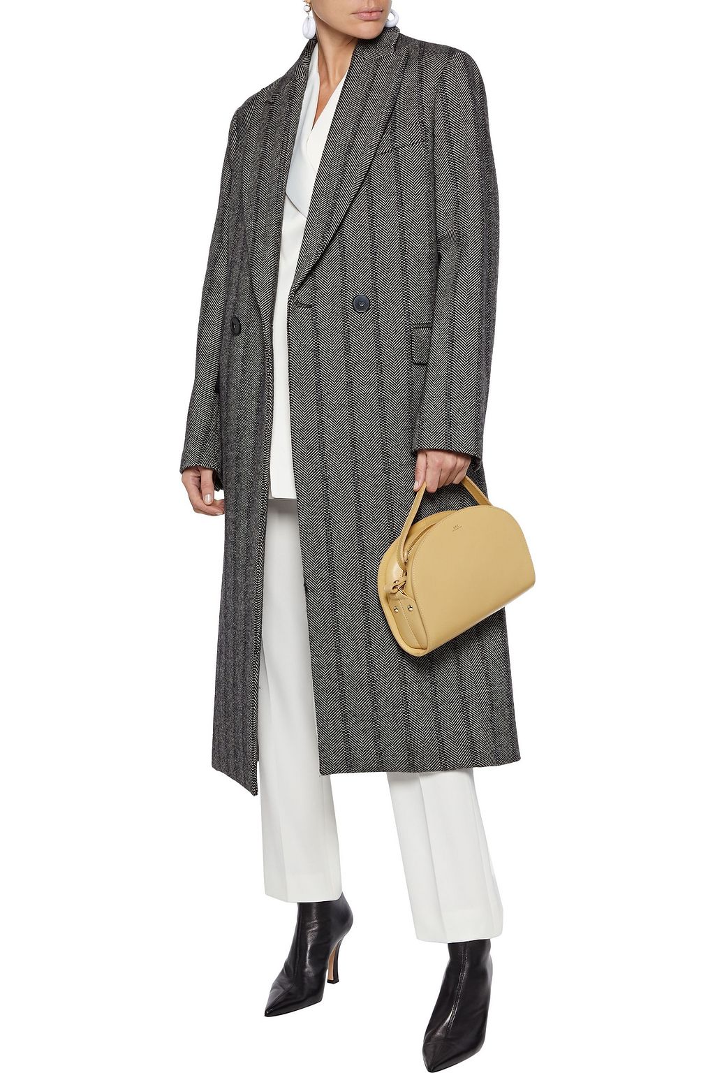 STELLA MCCARTNEY Double-breasted herringbone wool-blend coat
