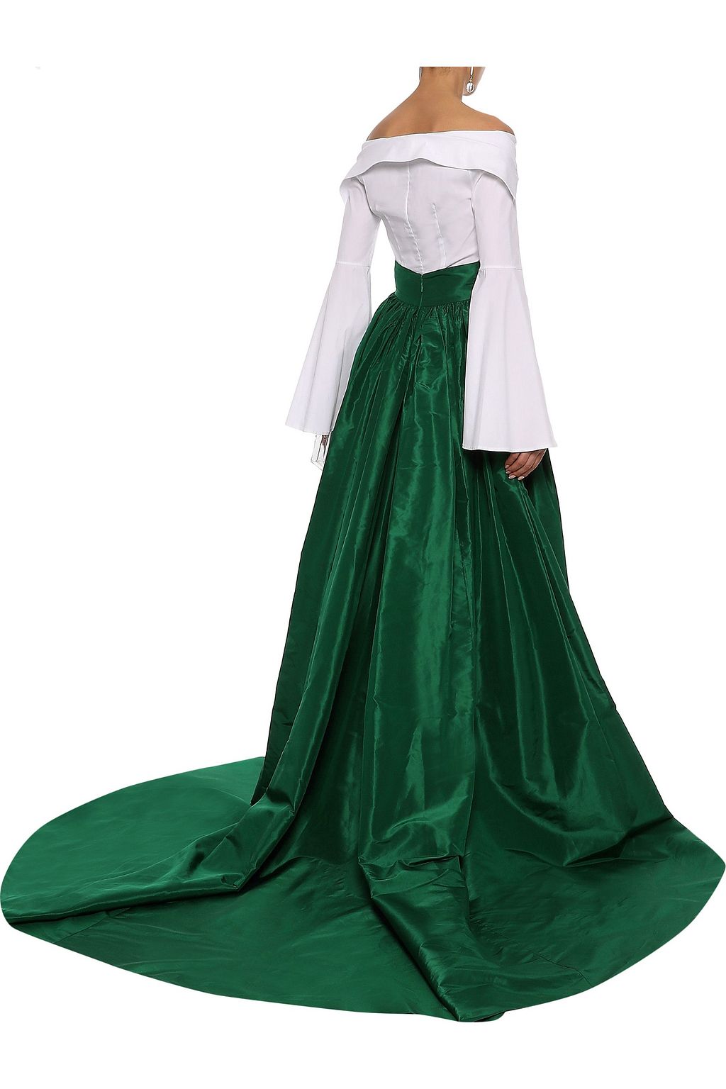 CAROLINA HERRERA Flared pleated silk-taffeta maxi skirt