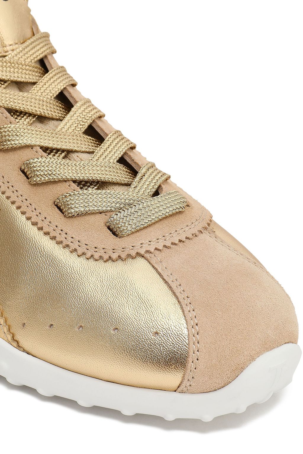 TOD'S Perforated metallic textured-leather sneakers