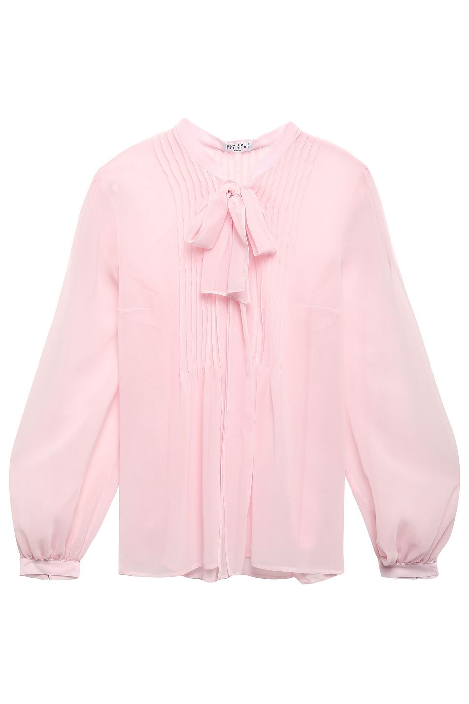 pink chiffon blouse with bow