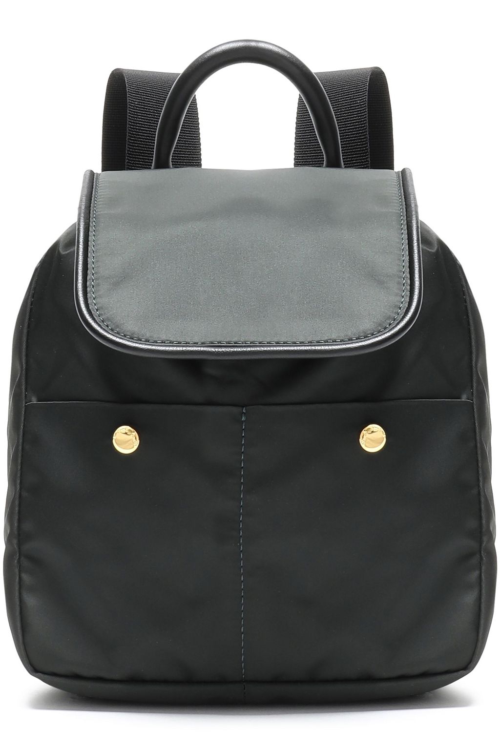dark green leather backpack