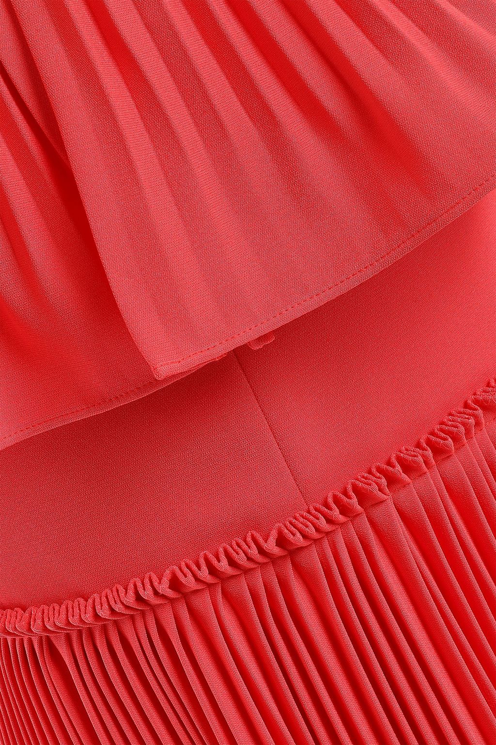 LELA ROSE Cape-effect pleated crepe gown