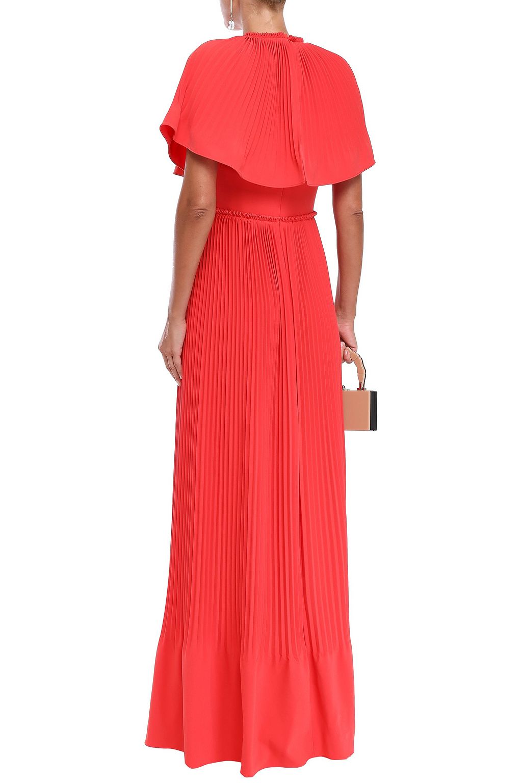 LELA ROSE Cape-effect pleated crepe gown