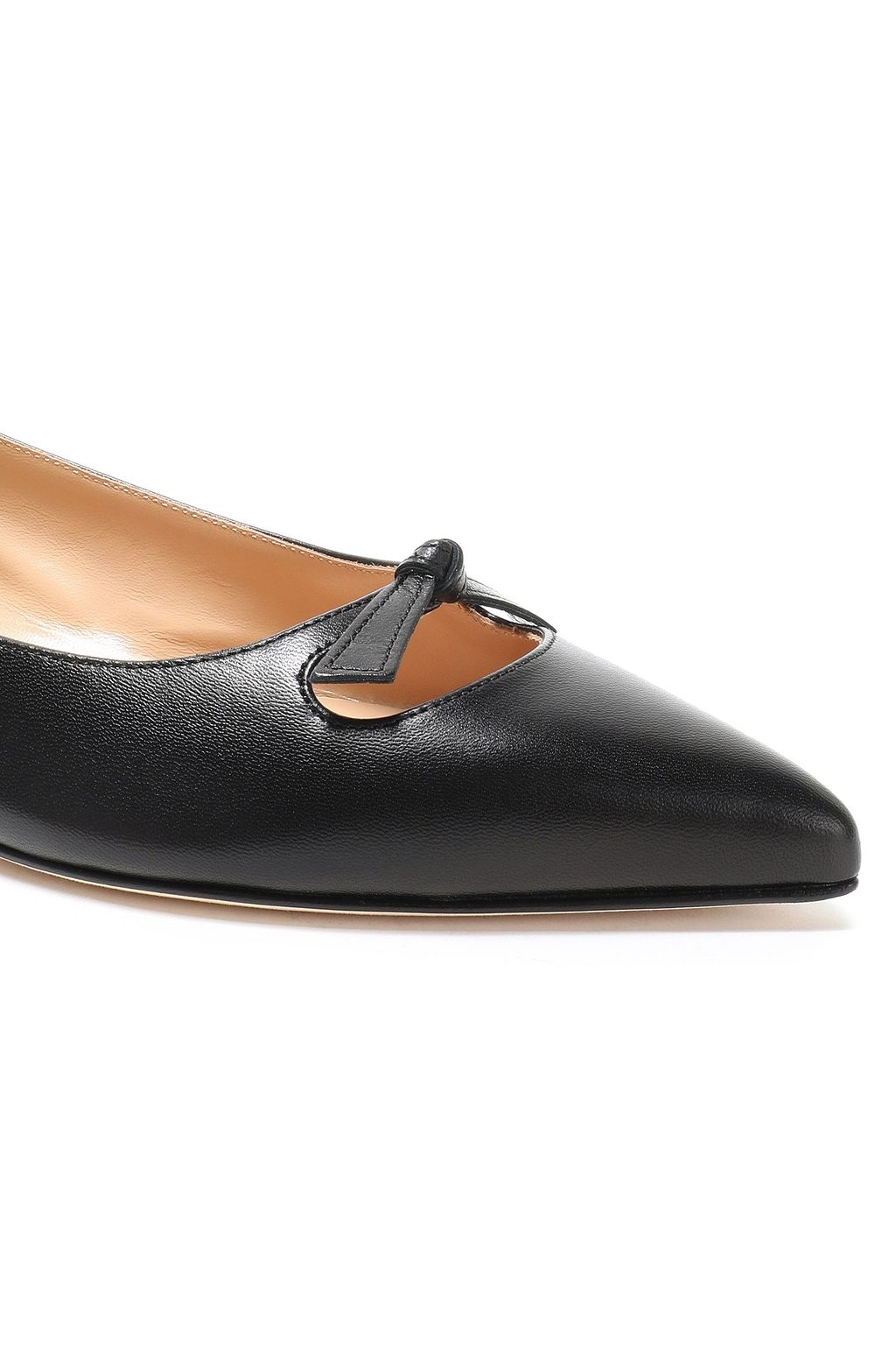 SERGIO ROSSI Cutout knotted leather point-toe flats