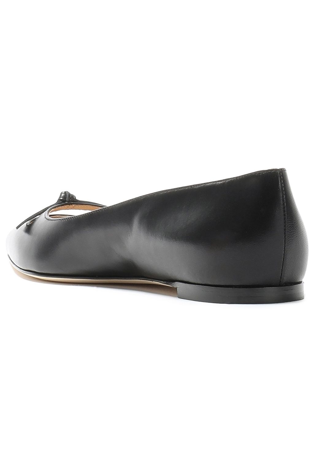 SERGIO ROSSI Cutout knotted leather point-toe flats