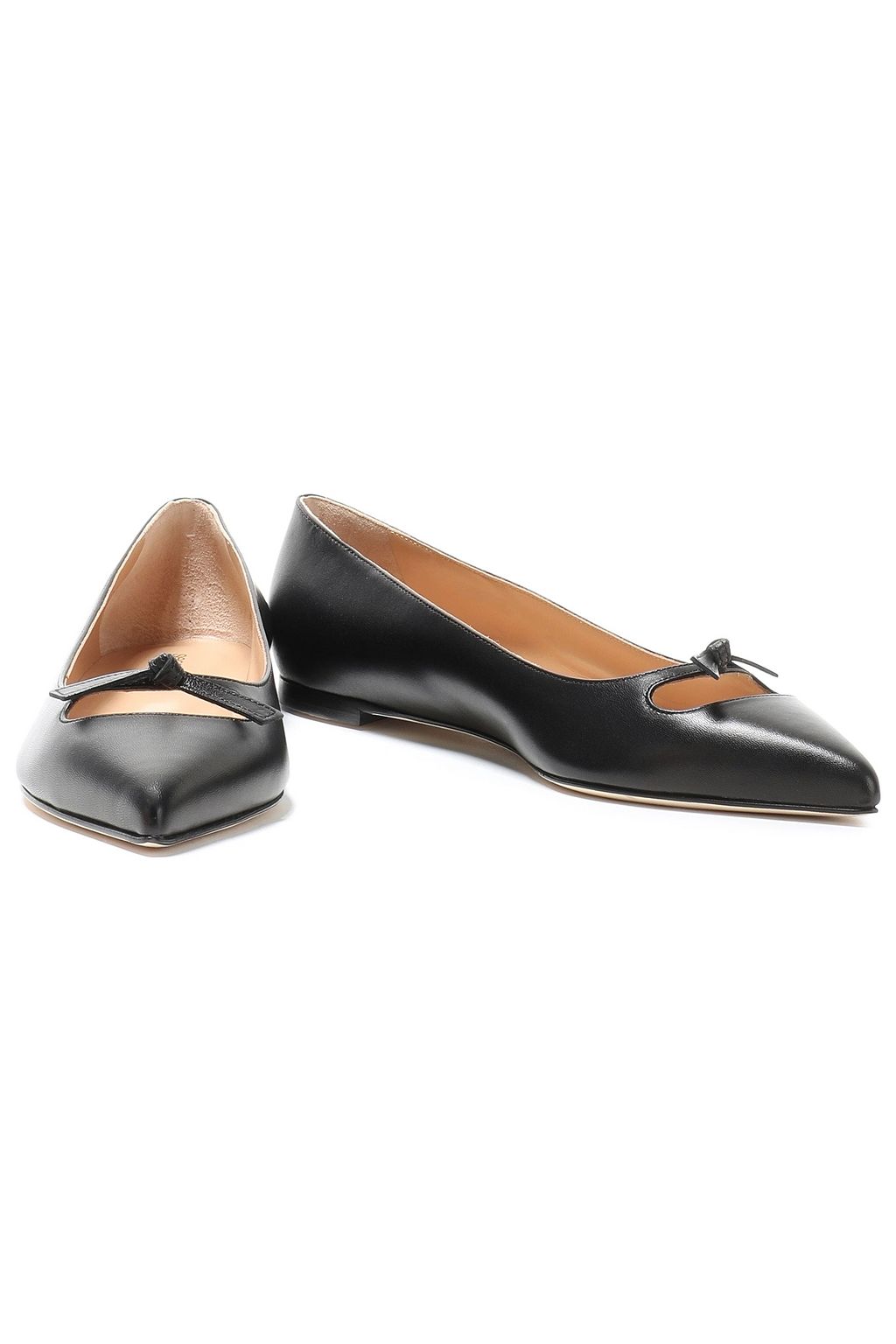 SERGIO ROSSI Cutout knotted leather point-toe flats