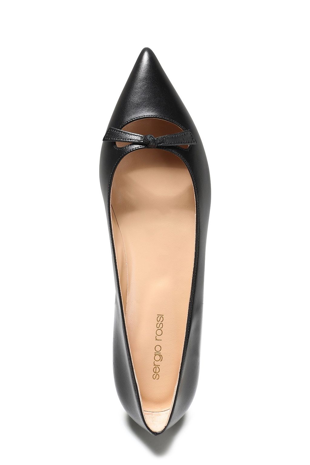 SERGIO ROSSI Cutout knotted leather point-toe flats