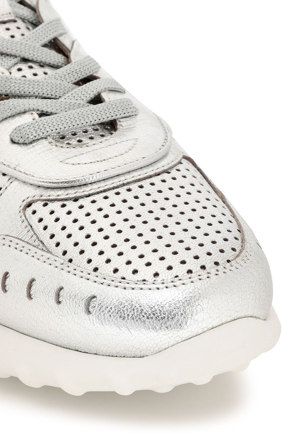 TOD'S Perforated metallic textured-leather sneakers
