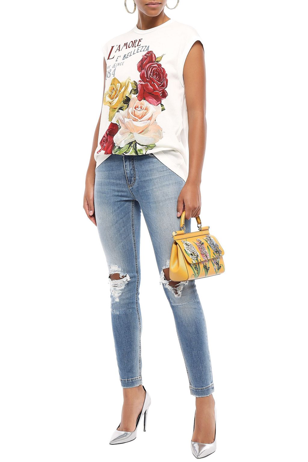 DOLCE&GABBANA Distressed high-rise skinny jeans
