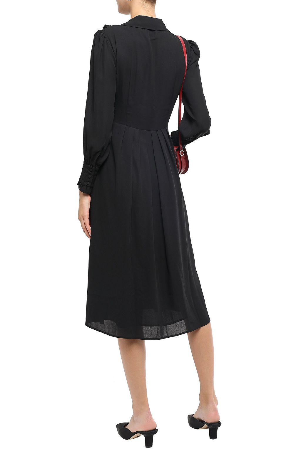 CLAUDIE PIERLOT Randy ruffle-trimmed crepe de chine midi shirt dress