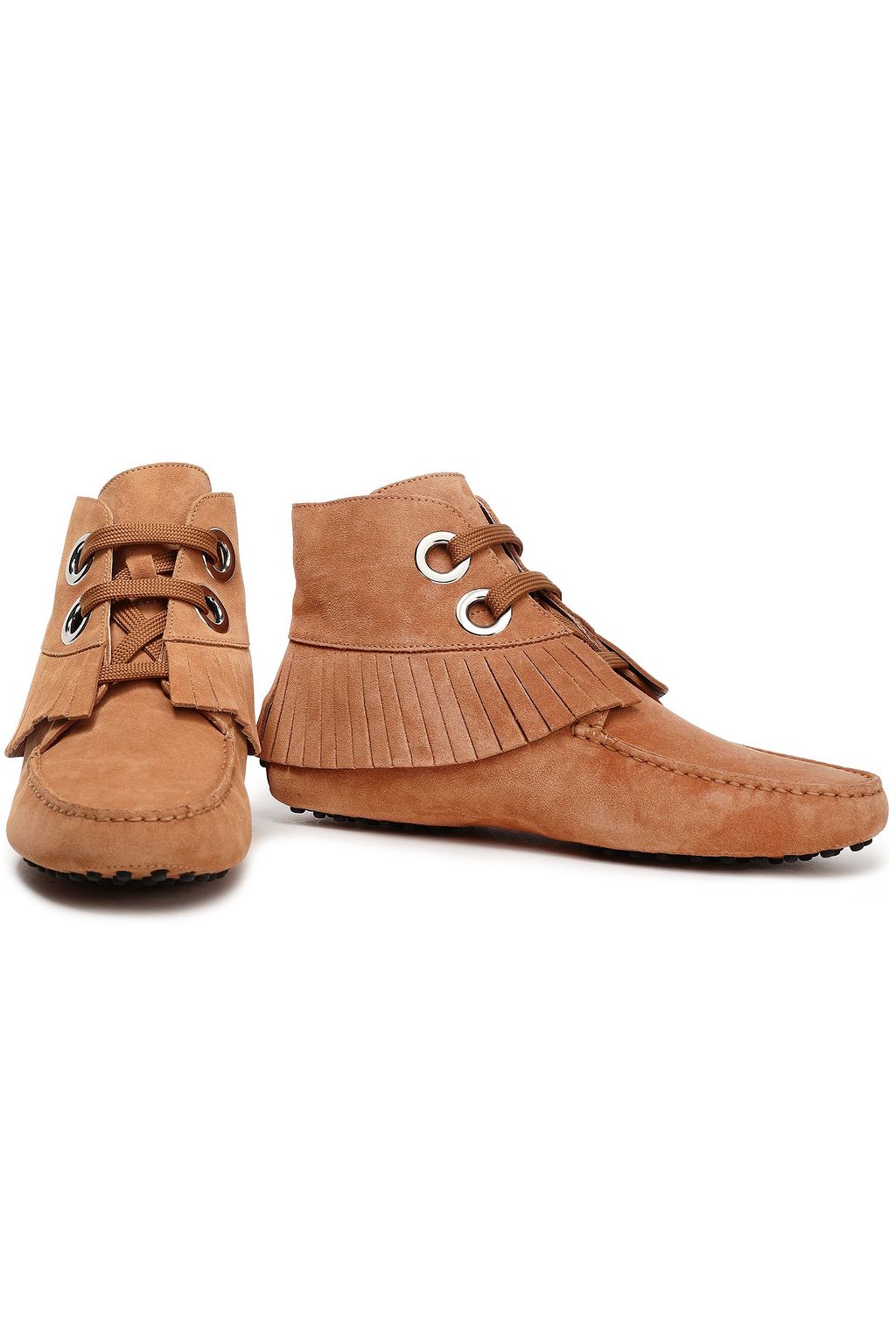 TOD'S Fringe-trimmed suede ankle boots