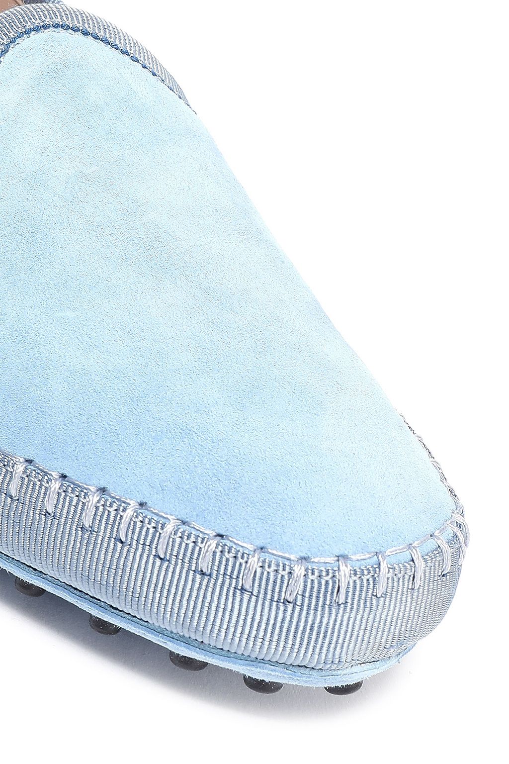 TOD'S Grosgrain-trimmed suede slippers