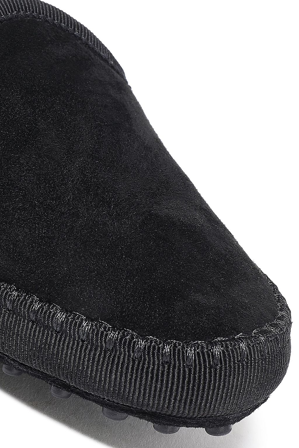 TOD'S Grosgrain-trimmed suede slippers