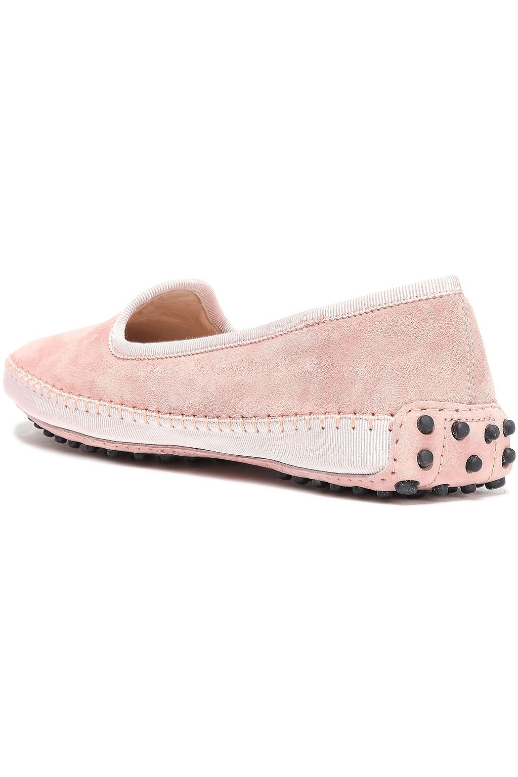 TOD'S Grosgrain-trimmed suede slippers