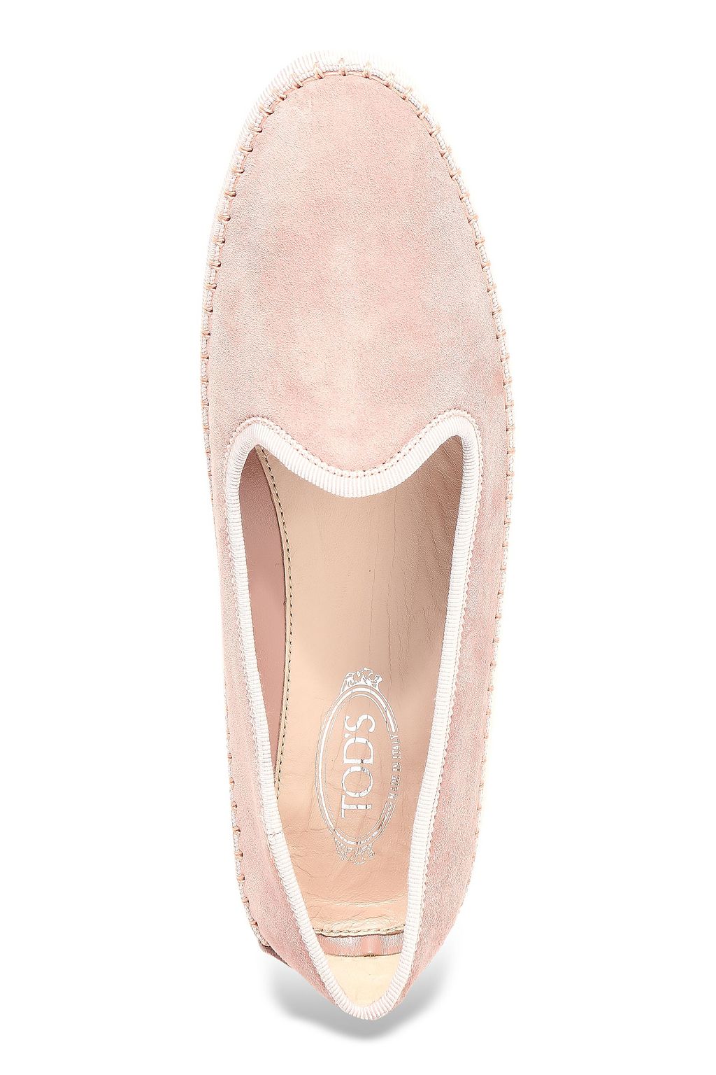 TOD'S Grosgrain-trimmed suede slippers