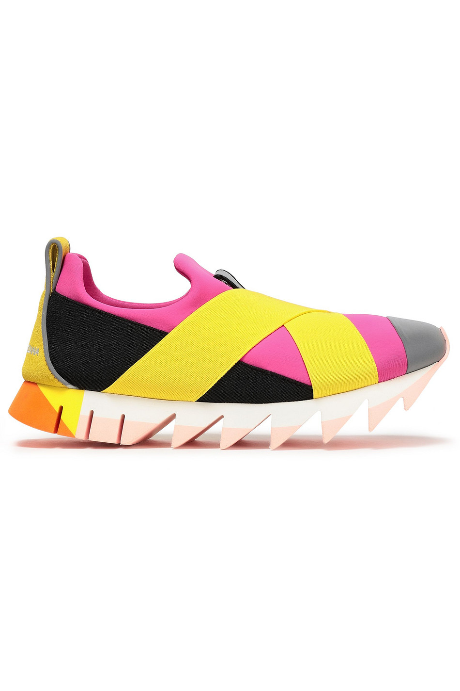 DOLCE & GABBANA Suede-trimmed color-block neoprene slip-on sneakers