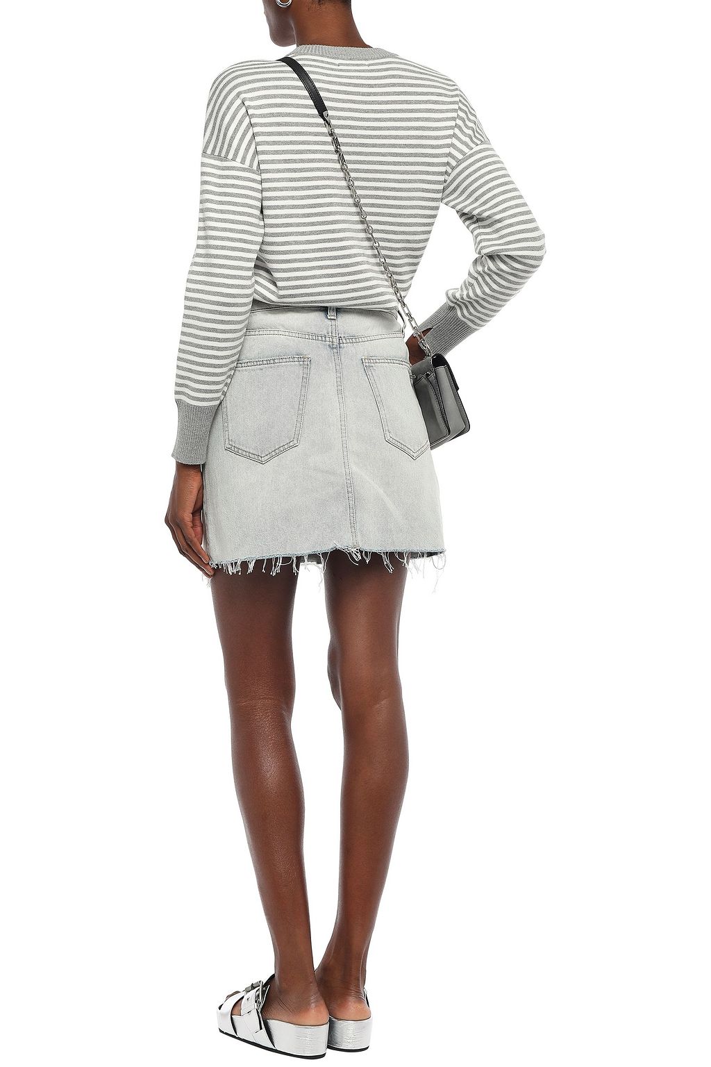 CURRENT/ELLIOTT Frayed faded denim mini skirt