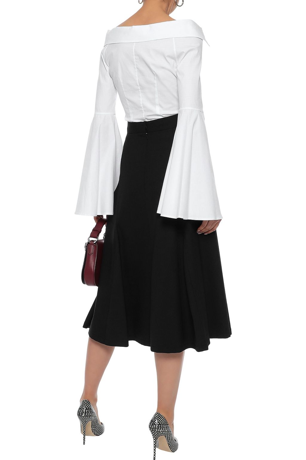 CAROLINA HERRERA Pleated stretch-wool midi skirt