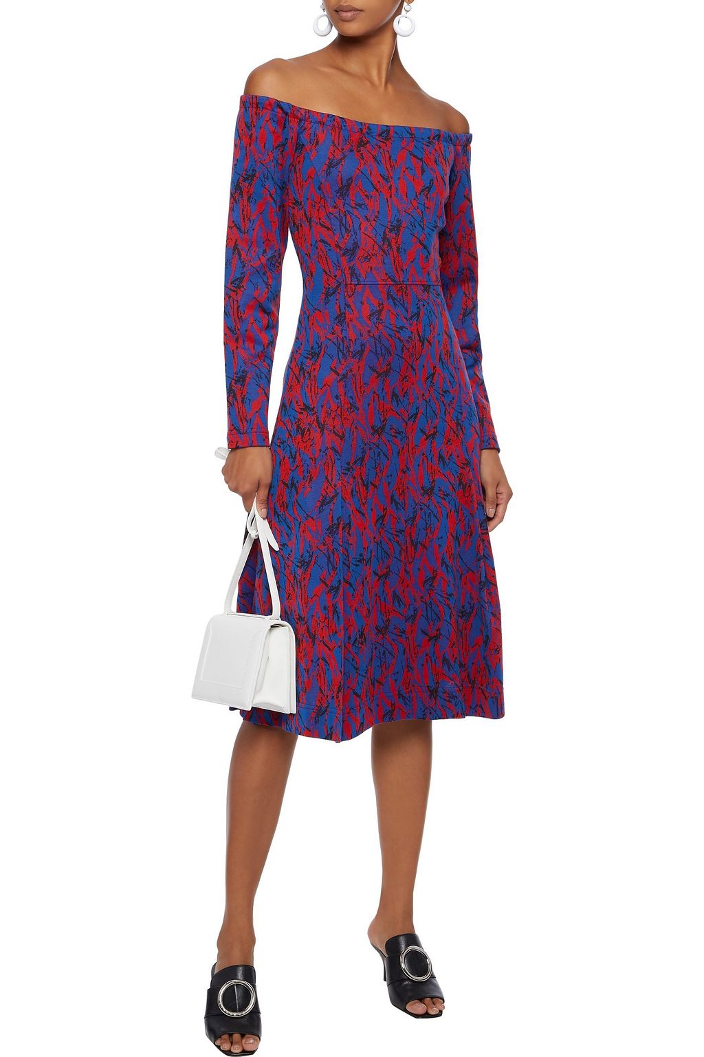 DEREK LAM Off-the-shoulder cotton-blend jacquard dress