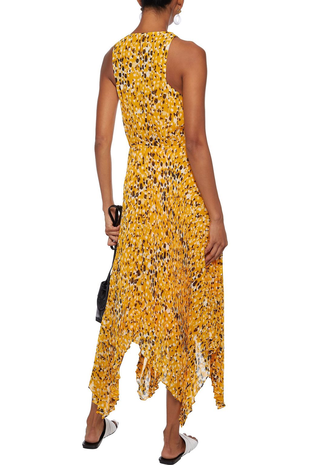 DEREK LAM 10 CROSBY Pleated printed crepe de chine midi dress