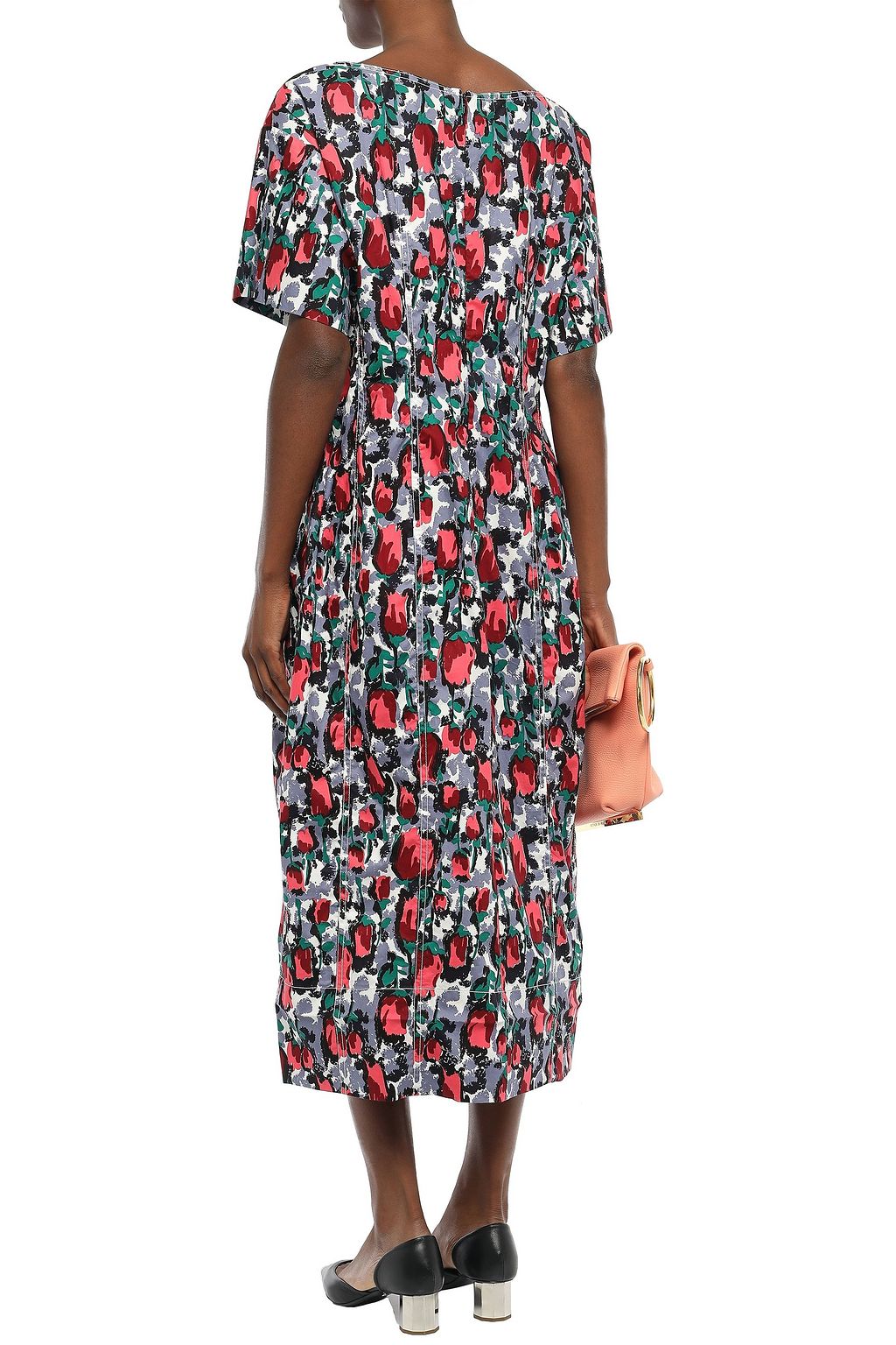 MARNI Floral-print cotton-poplin midi dress
