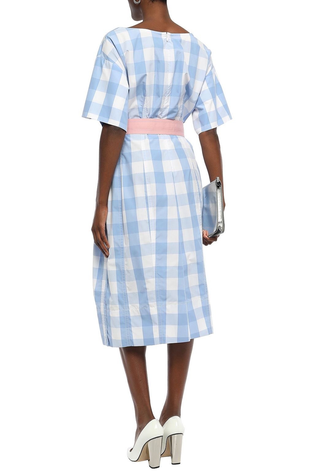 MARNI ベルト付き ギンガムコットンポプリン ミディワンピース