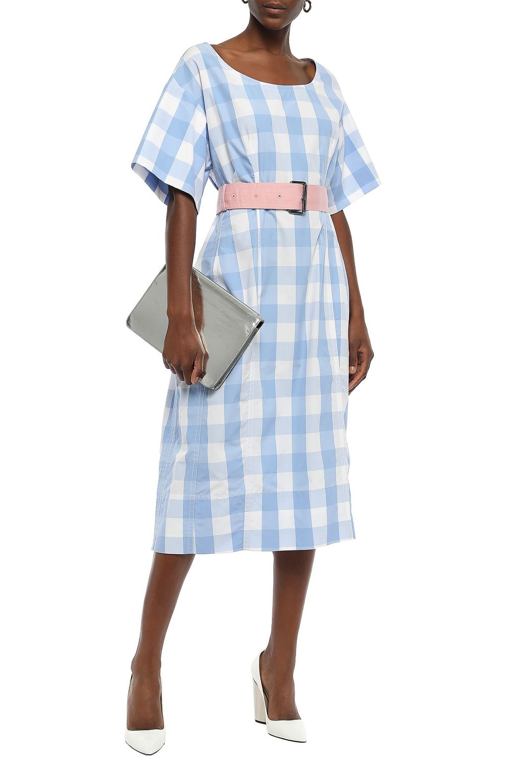MARNI ベルト付き ギンガムコットンポプリン ミディワンピース