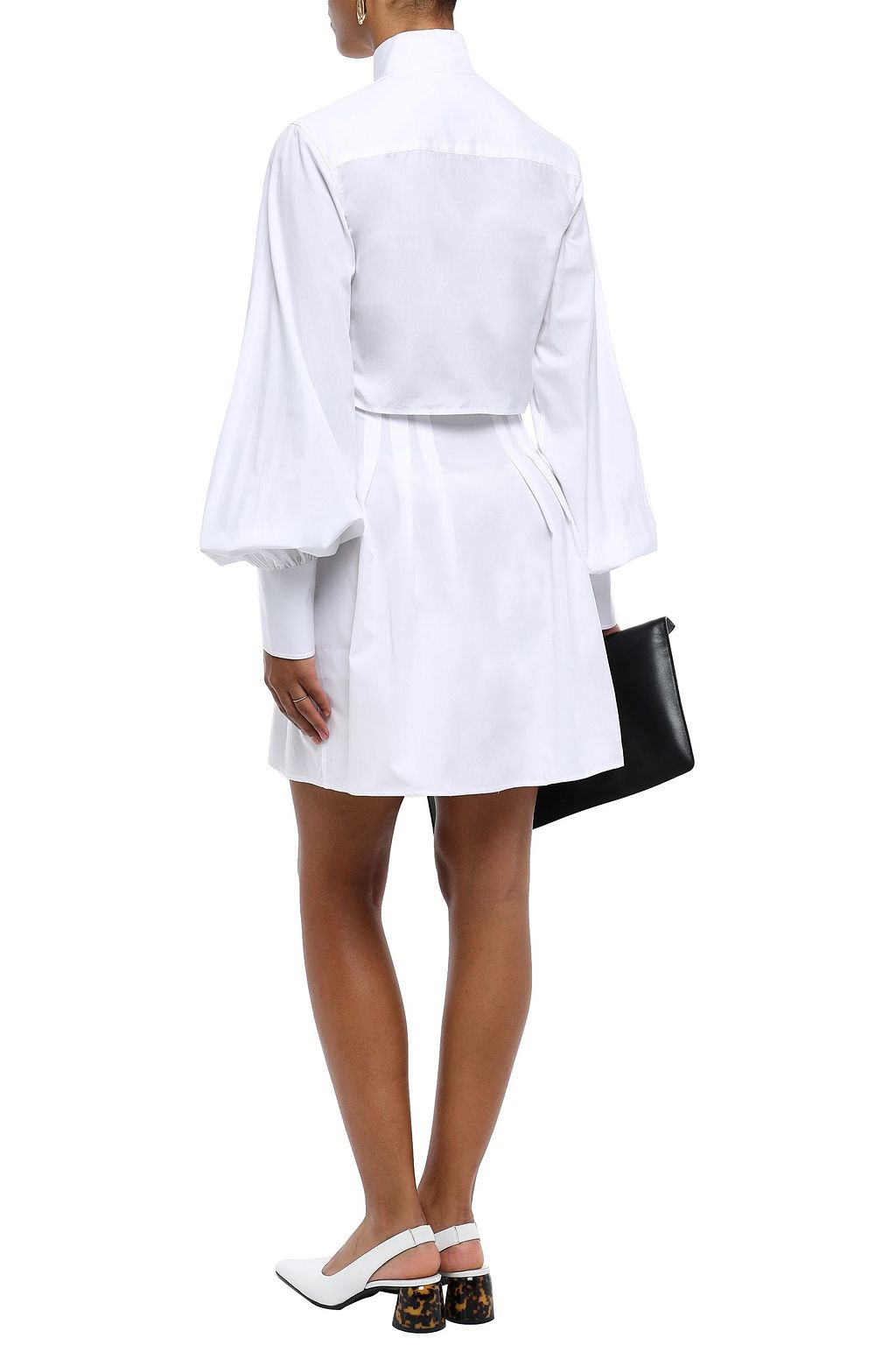 ANNA QUAN Cutout striped cotton mini shirt dress