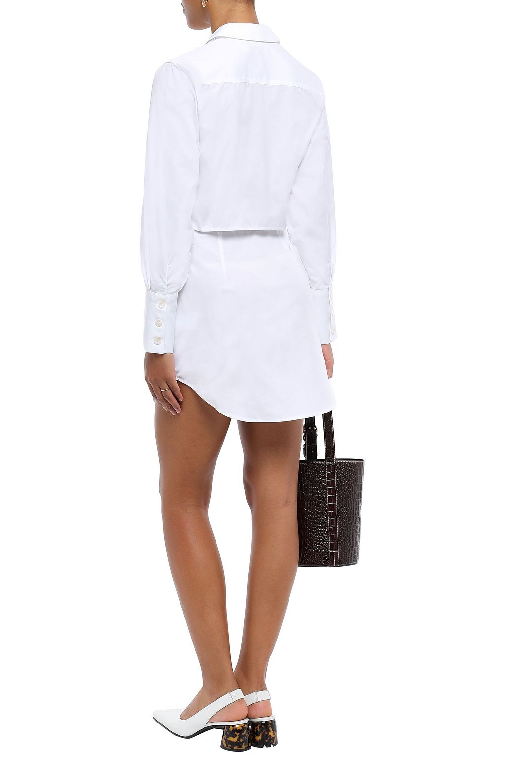 ANNA QUAN Luna cutout cotton-poplin mini shirt dress