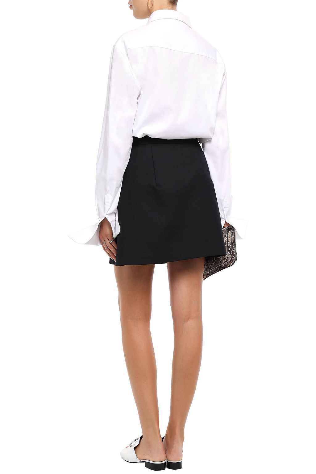 ANNA QUAN Anne silk satin-trimmed cotton-twill shirt