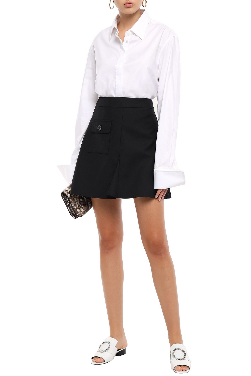 ANNA QUAN Anne silk satin-trimmed cotton-twill shirt