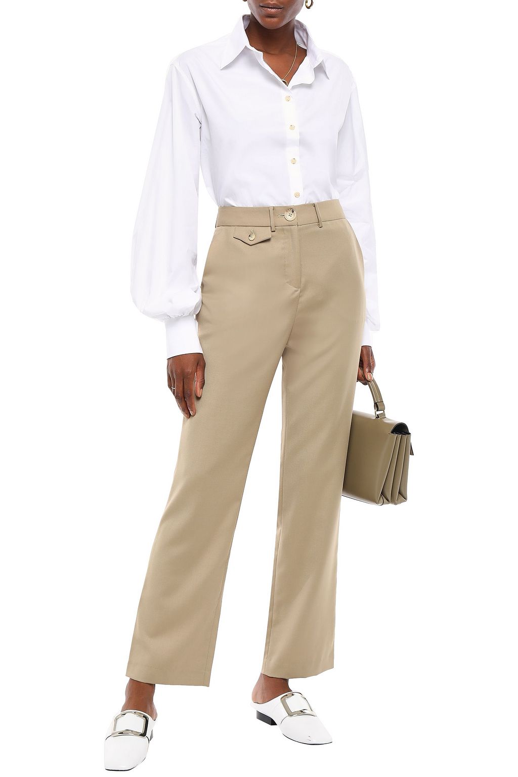 ANNA QUAN Castiglia gathered cotton-poplin shirt
