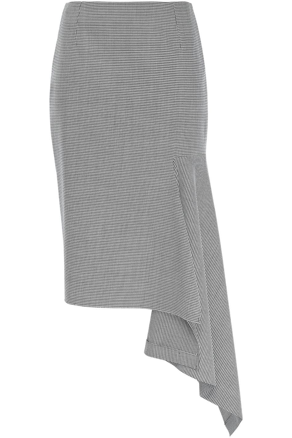 Black Asymmetric Draped Houndstooth Felt Midi Skirt Sale Up To