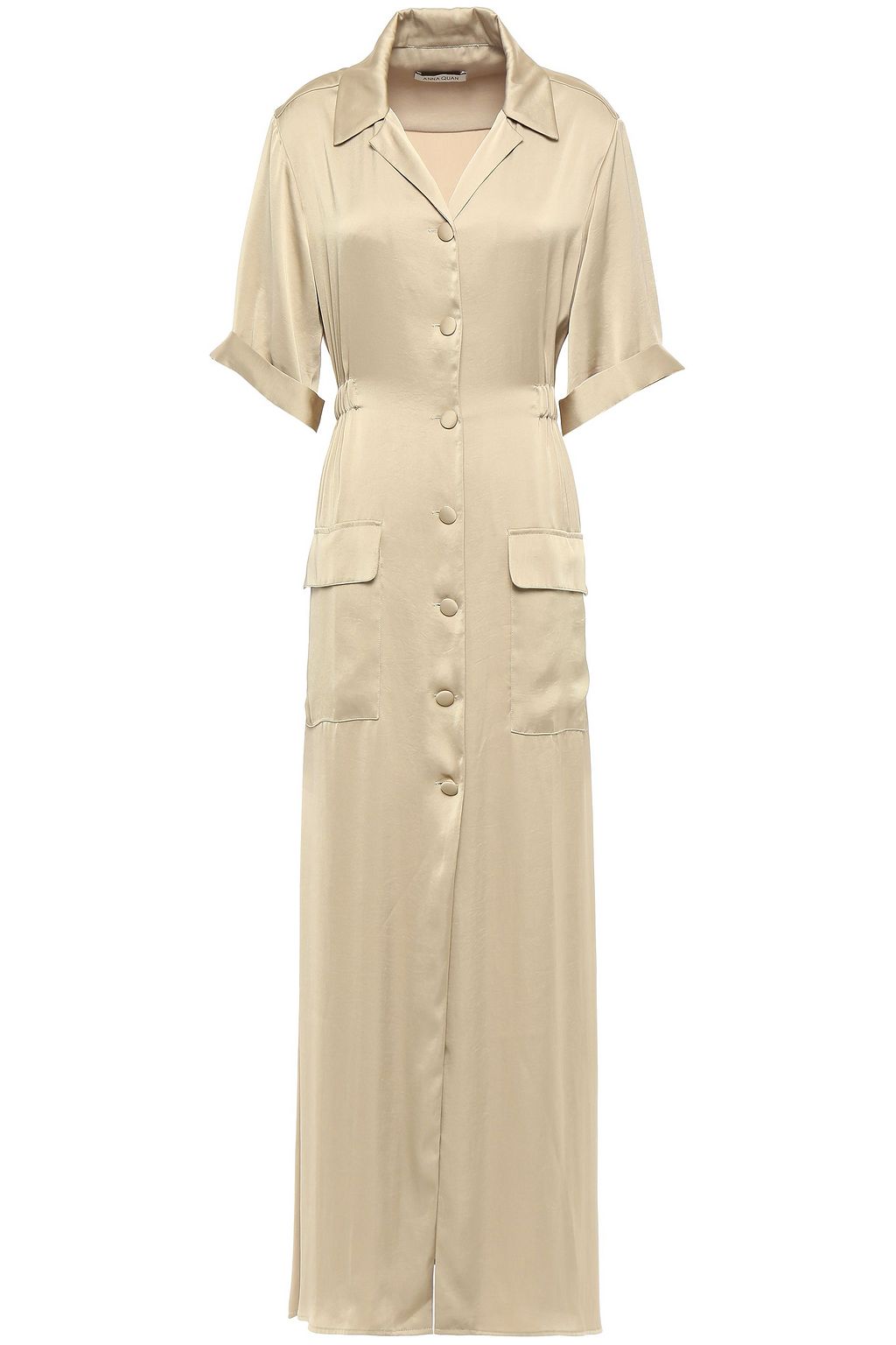 satin maxi shirt dress