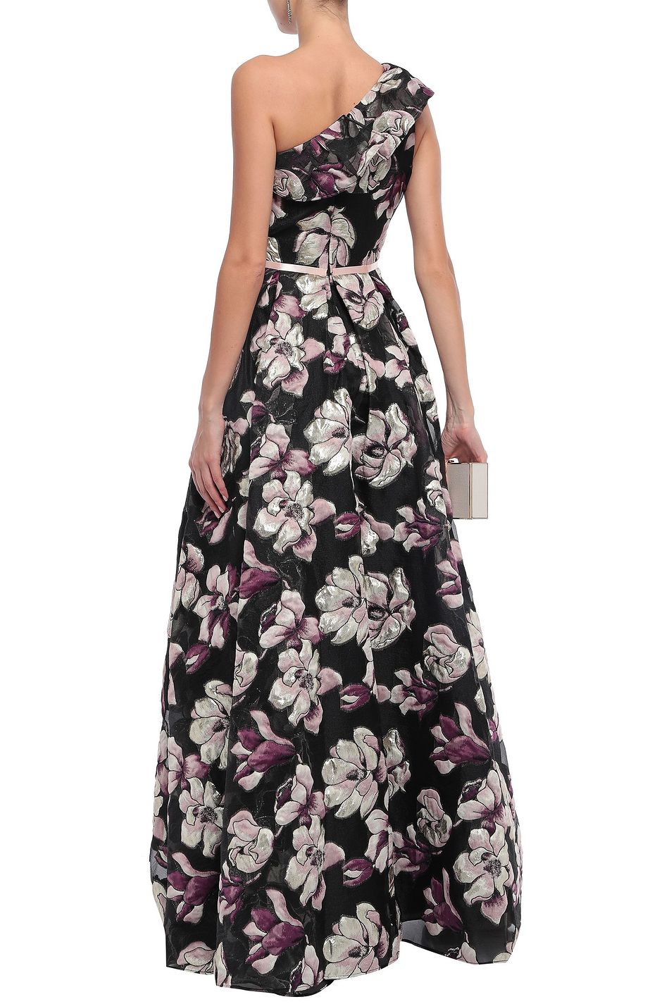david's bridal v neck halter gown with sash