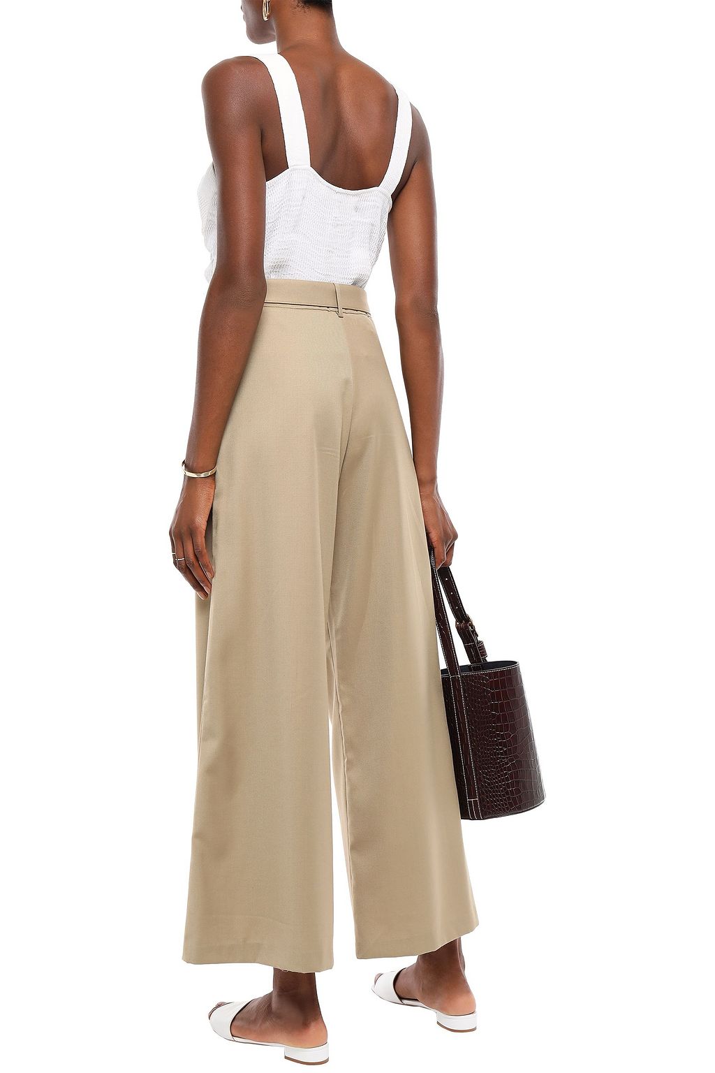 ANNA QUAN Max belted twill wide-leg pants