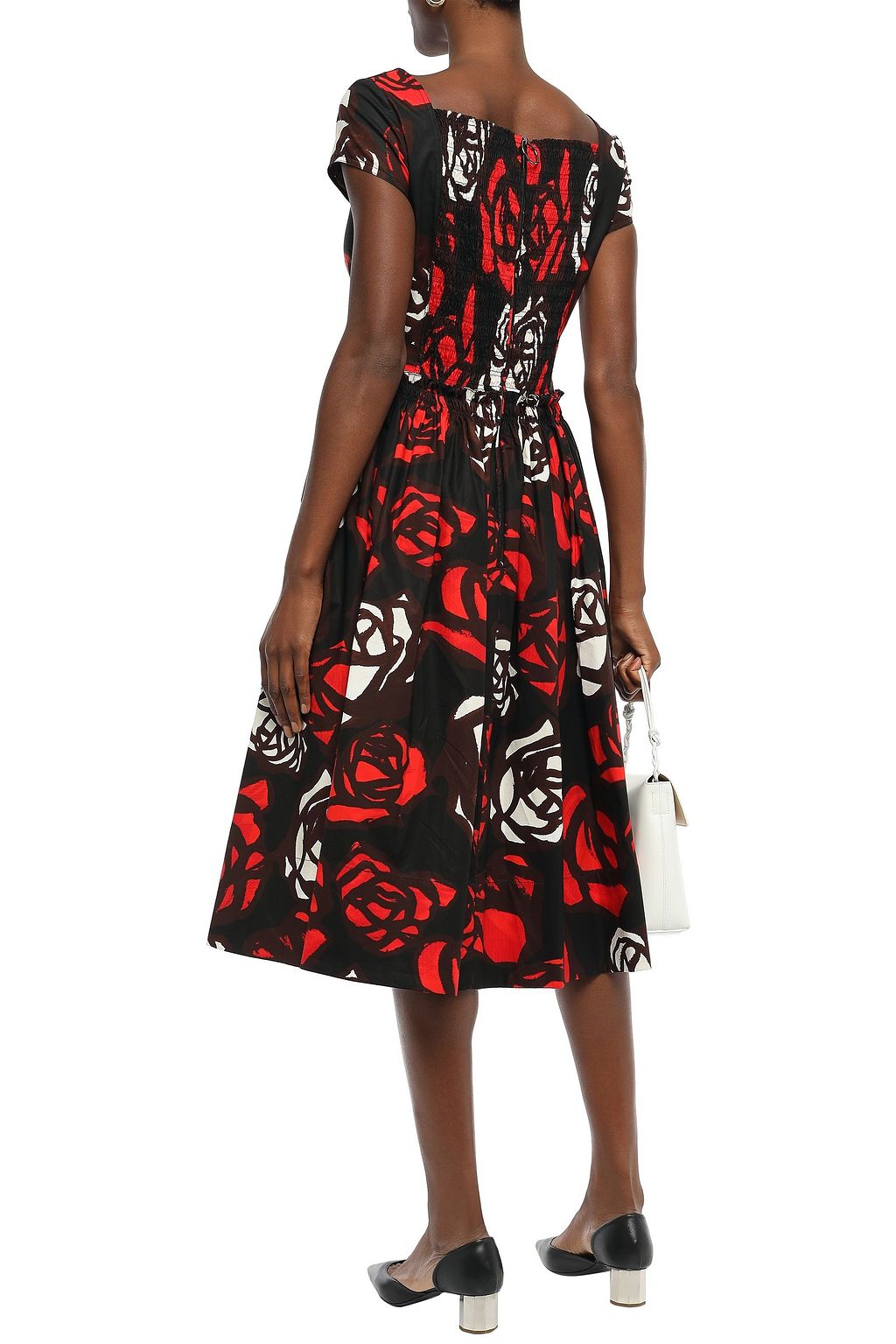 MARNI Floral-print cotton-poplin midi dress