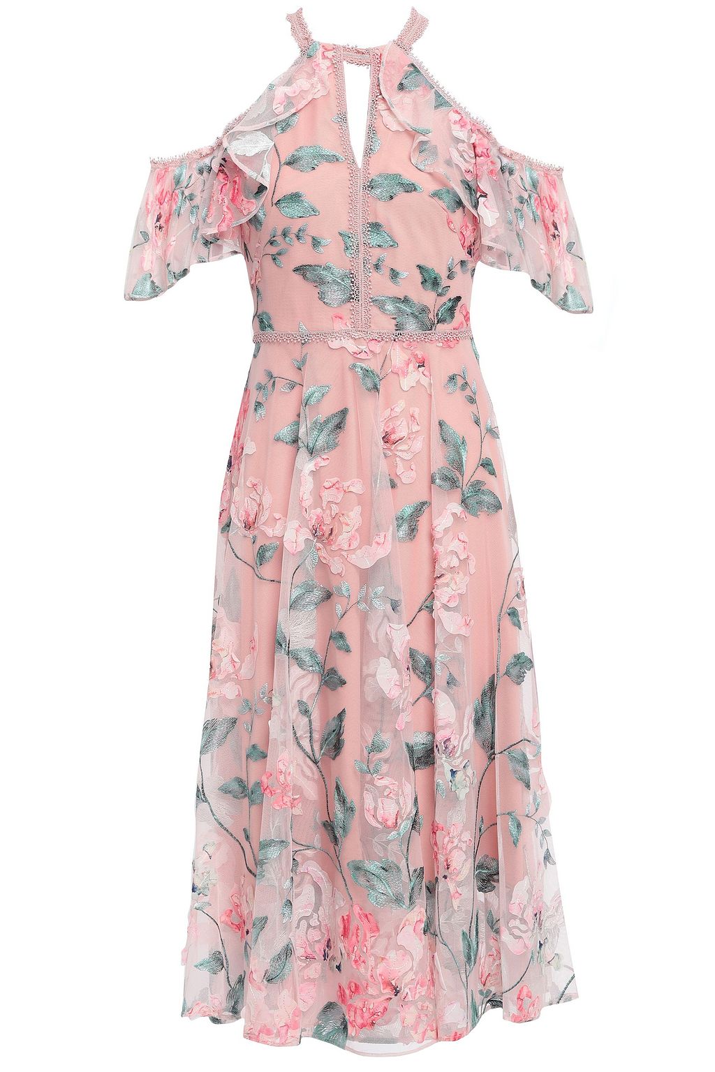 marchesa notte cold shoulder dress