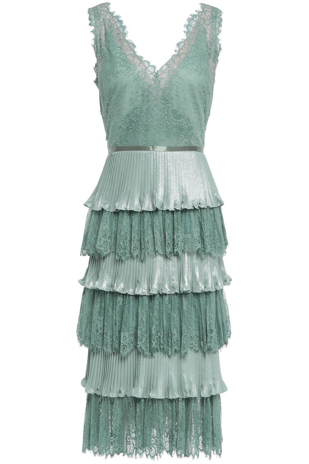marchesa notte green lace cocktail dress